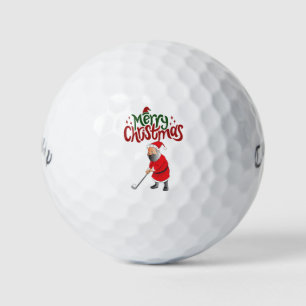 Golf Merry Christmas with Santa Claus to golfer Golf Balls