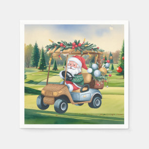 Golf Merry Christmas with Santa Golfing Napkins