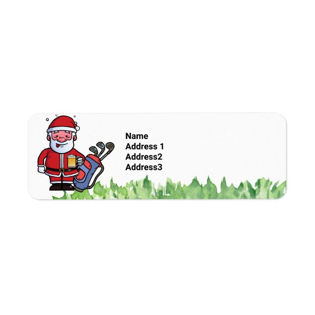 Golf Merry Christmas with Santa happy holidays Label (Front)