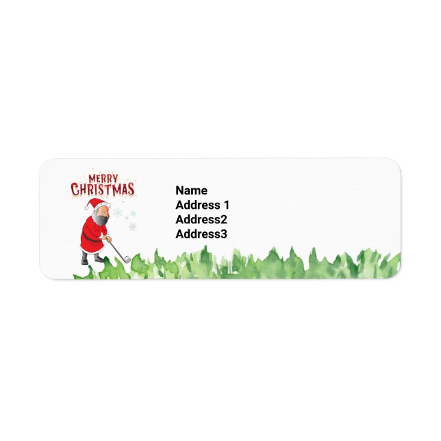 Golf Merry Christmas with Santa happy holidays Label (Front)