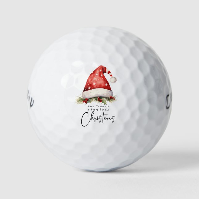 Golf Merry  Christmas with Santa Hat  Golf Balls (Front)
