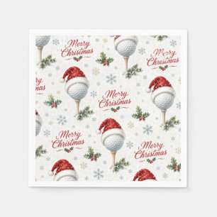 Golf Merry Christmas with Santa Hat Napkins