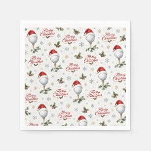 Golf Merry Christmas with Santa Hat Napkins