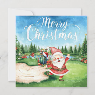 Golf Merry Christmas with Santa playing golfer