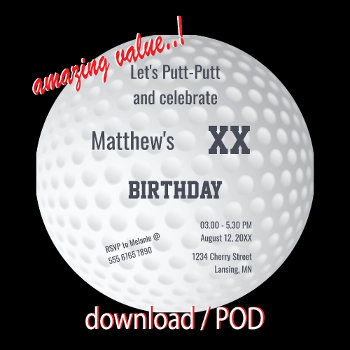 Golf Mini-golf Putt-putt Golfing Birthday Party Invitation by Anarchasm at Zazzle