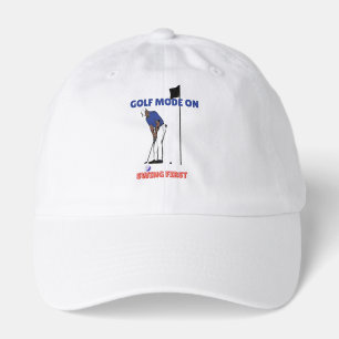 Golf Mode ON: Swing First Funny Golfer Graphic T Hat