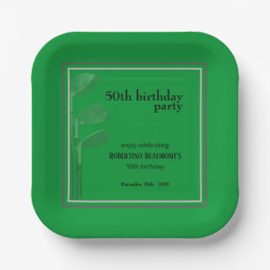Golf Modern Corporate Green Black 50th Birthday In Paper Plates