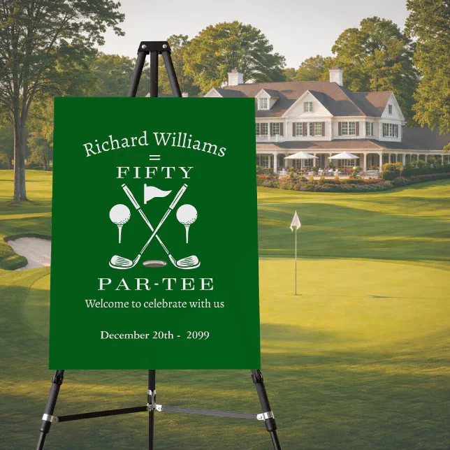 Golf Modern Emblem Clubs 50th Birthday Foam Board | Zazzle