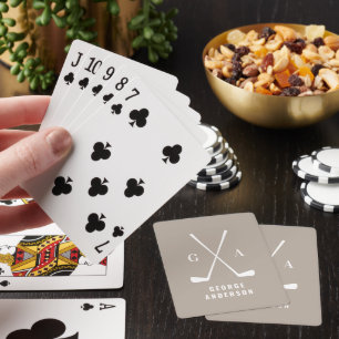 Golf modern typography initials monogram beige poker cards