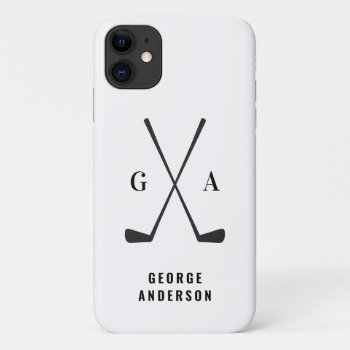 Golf Modern Typography Initials Monogram Elegant  Iphone 11 Case by COFFEE_AND_PAPER_CO at Zazzle