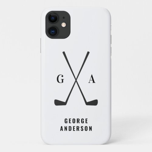 Golf modern typography initials monogram elegant  iPhone 11 case