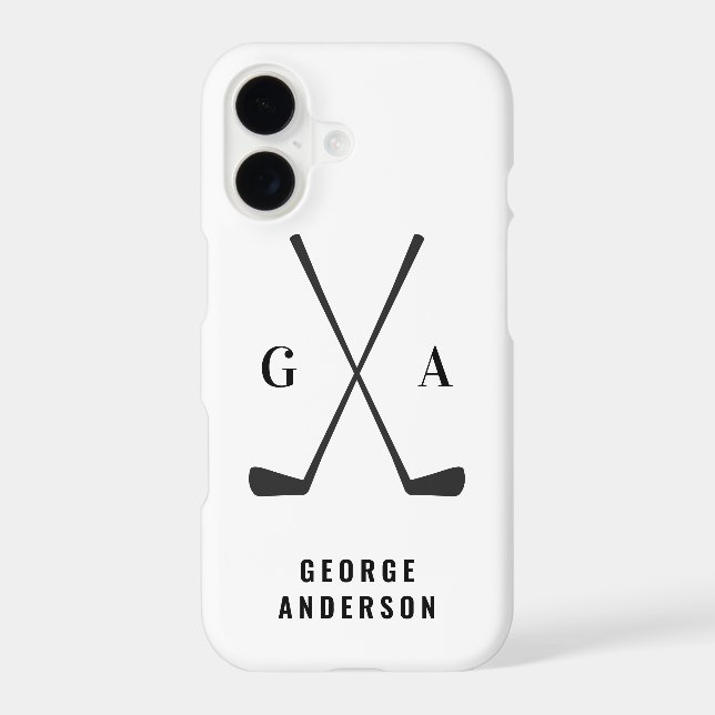Golf modern typography initials monogram elegant  iphone case (Back)