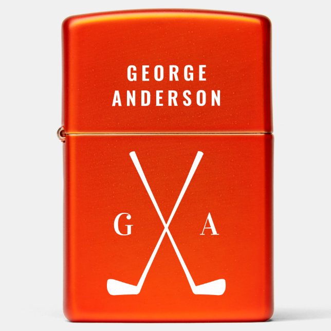 Golf modern typography initials monogram elegant zippo lighter (Front)