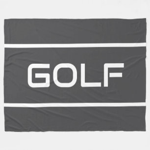 GOLF Modern White Text Stripes On Deep Gray Fleece Blanket