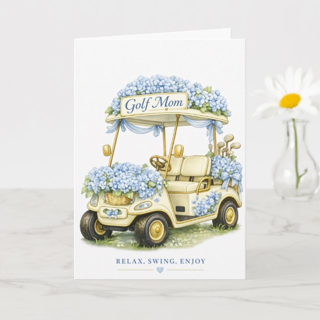 Golf Mom Card Hydrangea Floral Golf Cart (Small Plant)