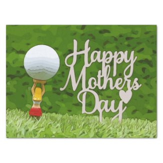 Golf Mom for Morther's Day with tee and red heart Tissue Paper