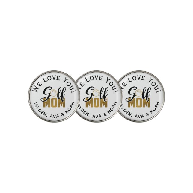 Golf Mom Gold Golf Ball Marker (3 Up)
