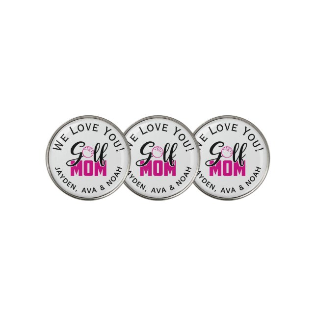 Golf Mom Hot Pink Ball Marker (3 Up)