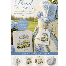 Golf Mom Hydrangea Floral Golf Cart Medium Gift Bag