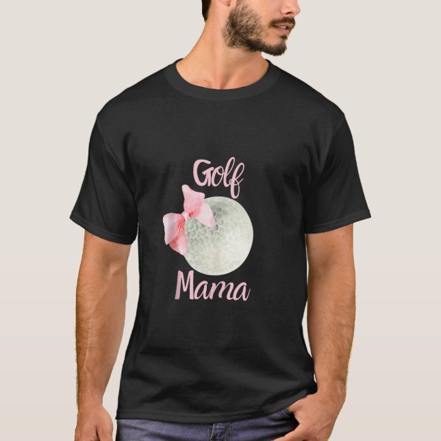Golf Mom Mama Pink Bow Coquette Preppy Aesthetic G T-Shirt (Front)