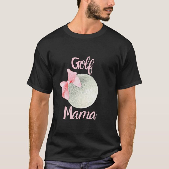 Golf Mom Mama Pink Bow Coquette Preppy Aesthetic G T-Shirt (Front)