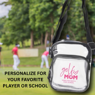 Golf Mom Personalized School Sport Clear Bag Pink