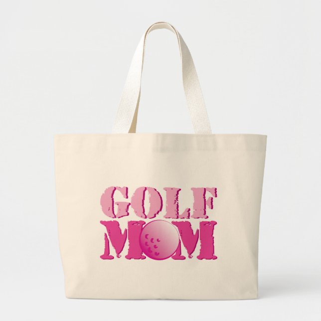 Golf Mom Pink Large Tote Bag (Front)