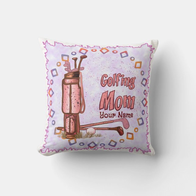 Golf Mom Throw Pillow (Front)