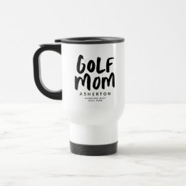 Golf mom trendy black type personalized travel mug