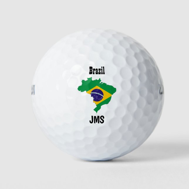Golf Monogram Brazil Flag Map Golf Balls (Front)