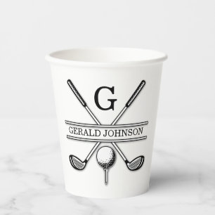 Golf Monogram Customized Elegant Design Paper Cups