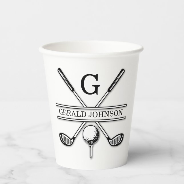 Golf Monogram Customized Elegant Design Paper Cups (Front)