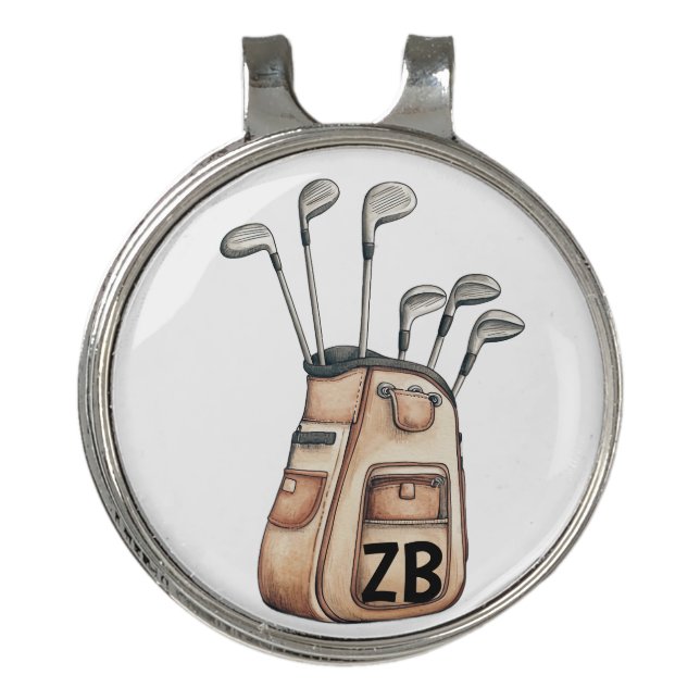 Golf monogram Customized intial fun Golf bag Golf Hat Clip (Front)