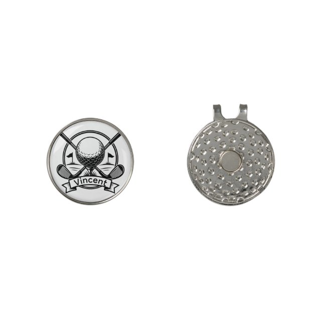 Golf monogram Customized name crossed Golf clubs Hat Clip (Front and Back)