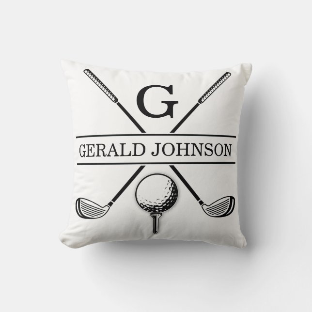 Golf Monogram Design Throw Pillow (Front)