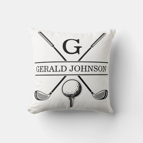 Golf Monogram Design Throw Pillow