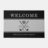 Golf Monogram Family Name Charcoal Gray Black