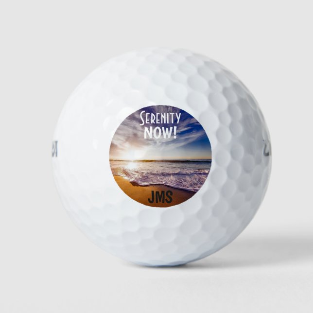 Golf Monogram Funny Humorous Beach Serenity Now Balls (Front)