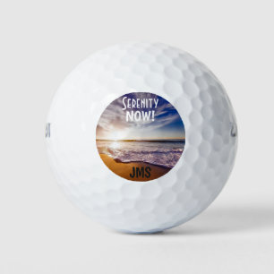 Golf Monogram Funny Humorous Beach Serenity Now Golf Balls