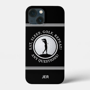 Golf Monogram Golfer Modern Sports Pro Cute Black iPhone 13 Mini Case