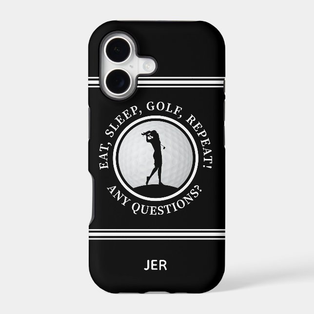 Golf Monogram Golfer Modern Sports Pro Cute Black  Case-Mate iPhone Case (Back)