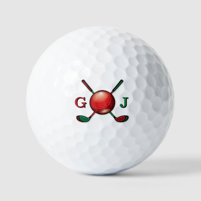 Golf Monogram in Christmas Colors Design Balls (Front)