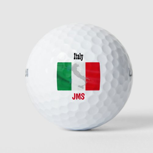 Golf Monogram Italy Flag Map Golf Balls