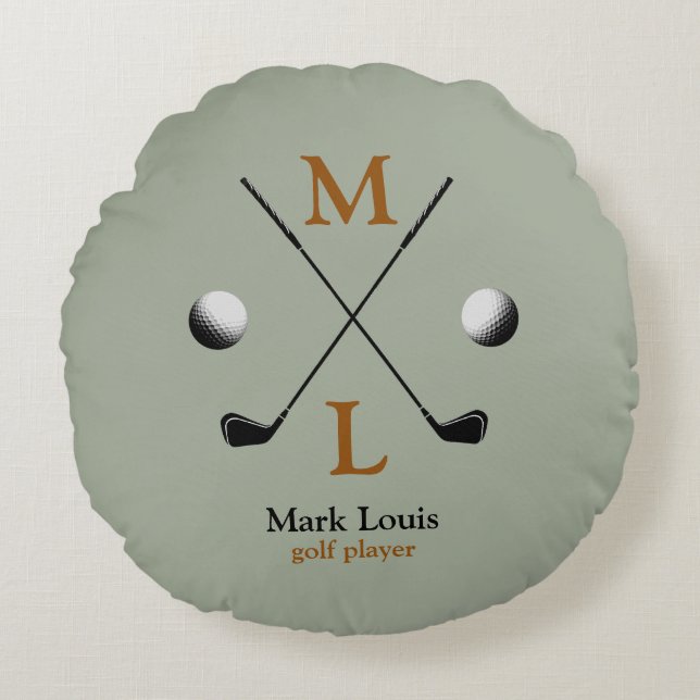 Golf Monogram Logo Round Pillow (Front)