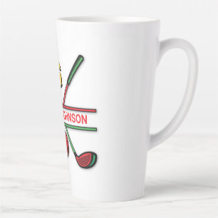 Golf Monogram Metallic Green and Silver Latte Mug