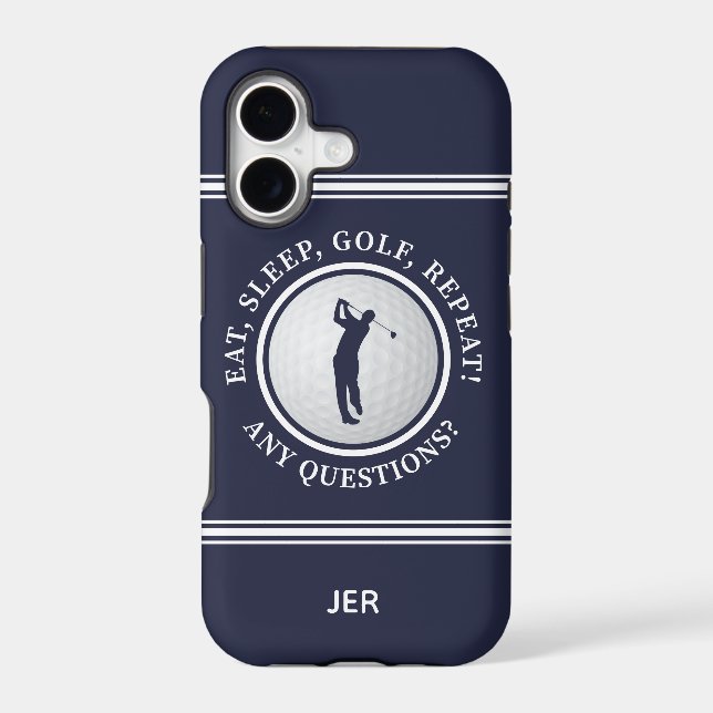 Golf Monogram Navy Blue Sports Quote Mens Case-Mate iPhone Case (Back)