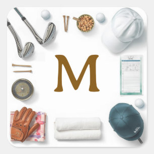 Golf Monogram Personalized Golf Square Sticker
