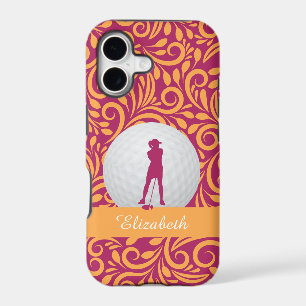 Golf Monogram Pink Orange Pattern For Her iPhone 17 Case