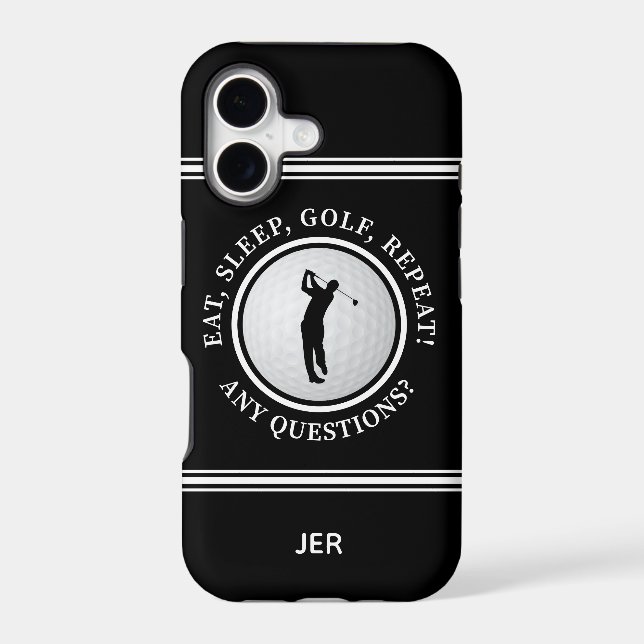 Golf Monogram Pro Golfer Modern Sports Black White Case-Mate iPhone Case (Back)