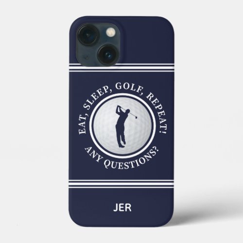 Golf Monogram Pro Golfer Modern Sports Blue Cute iPhone 13 Mini Case